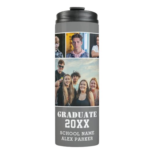 Modern Bold Typografie 4 Foto Collage Afstuderen Thermosbeker (Voorkant)