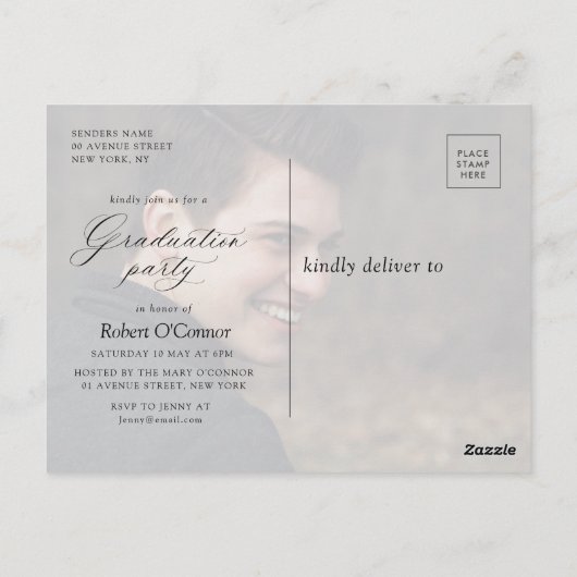 Modern Bold typografie afstudeerfeest uitnodiging (Achterkant)