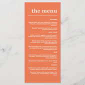 Modern Bold Typografie Bruiloft Sinaasappel Navy B Menu (Voorkant)