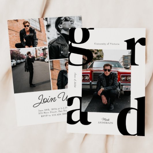 Modern & Bold Typografie Klasse van 2024 Afstudere Kaart