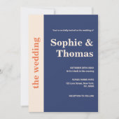 Modern Bold Typografie Navy Blue Sinaasappel bruil Kaart (Voorkant)
