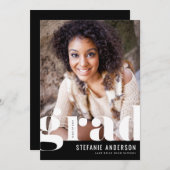 Modern Bold Typografie Zwart Foto Afstuderen Aankondiging (Voorkant / Achterkant)