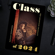 Modern Bold Typography 2024 Graduation Party Zwart