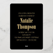 Modern Bold Typography 2024 Graduation Party Zwart Folie Uitnodiging (Achterkant)