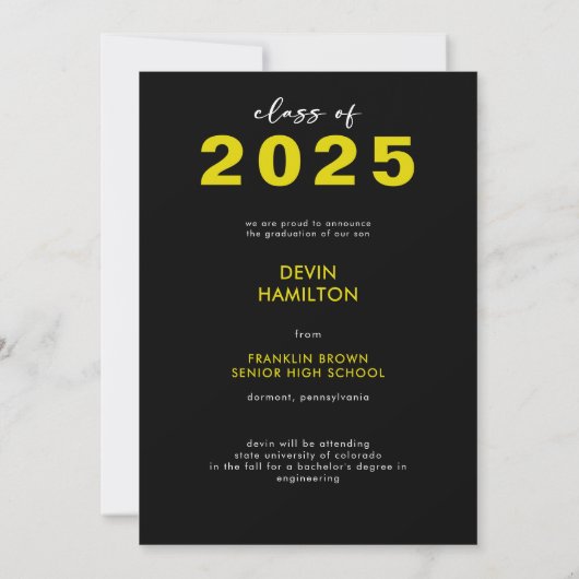 Modern Bold Typography Afstudeerder aangekondigd Kaart (Achterkant)