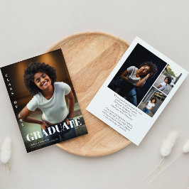 Modern Bold Typography Black and White Afstuderen Aankondiging