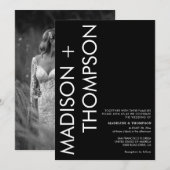 Modern Bold Typography Black and White Wedding Kaart (Voorkant / Achterkant)