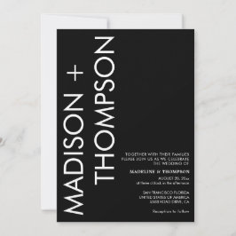 Modern Bold Typography Black and White Wedding Kaart