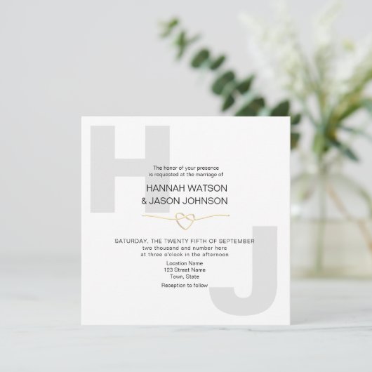 Modern Bold Typography Black and White Wedding Kaart (Staand voorkant)