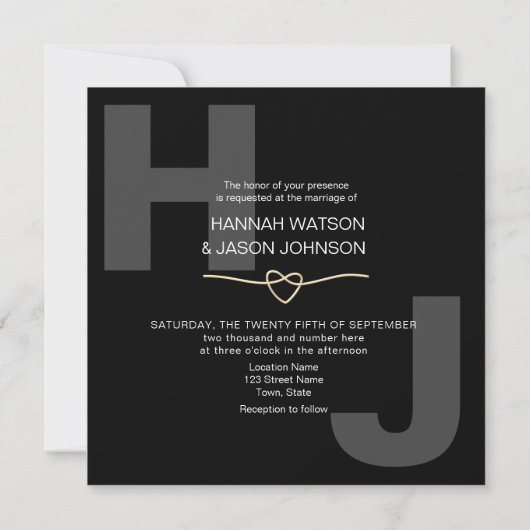 Modern Bold Typography Black and White Wedding Kaart (Achterkant)