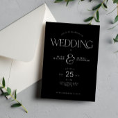 Modern bold typography black wedding kaart