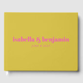 Modern Bold Typography Bright Pink Yellow Wedding Gastenboek (Voorkant)