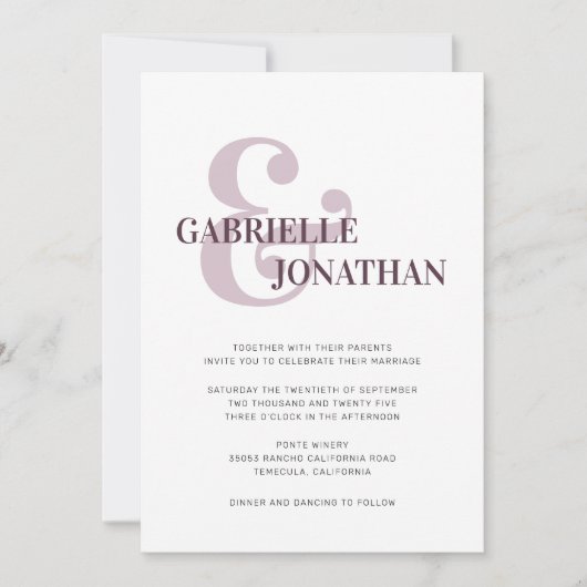 Modern Bold Typography Cassis Paars Wedding (Voorkant)