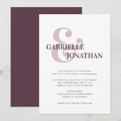 Modern Bold Typography Cassis Paars Wedding (Voorkant / Achterkant)