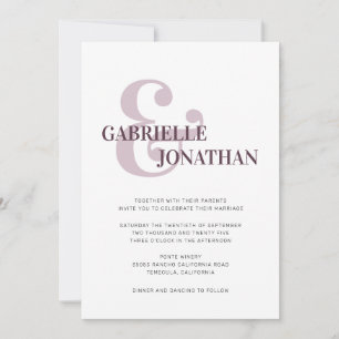 Modern Bold Typography Cassis Paars Wedding