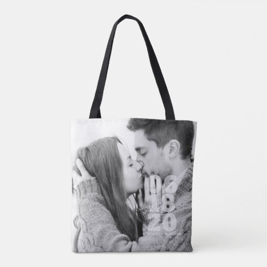 Modern Bold Typography Custom Photo Wedding Tote Bag (Achterkant)