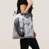 Modern Bold Typography Custom Photo Wedding Tote Bag (Dichtbij)