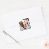 Modern Bold Typography Custom Photo Wedding Vierkante Sticker (Envelop)