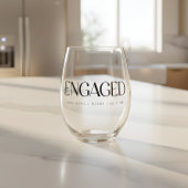 Modern Bold Typography Engagement Custom Names Wijnglas Zonder Voet