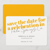Modern Bold Typography Golden Yellow Wedding Save The Date (Voorkant / Achterkant)