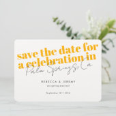 Modern Bold Typography Golden Yellow Wedding Save The Date (Staand voorkant)