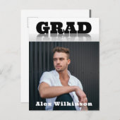 Modern Bold Typography Gray Minimalist Photo AFSTU Uitnodiging Briefkaart (Voorkant / Achterkant)