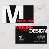 Modern Bold Typography Initiaal Black White Cool Visitekaartje (Voorkant / Achterkant)