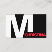 Modern Bold Typography Initiaal Black White Cool Visitekaartje (Voorkant)