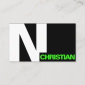 Modern Bold Typography Initiaal Black White Green Visitekaartje (Voorkant)