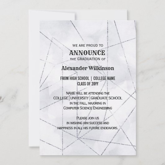 Modern Bold Typography Minimal Photo Afstuderen Aankondiging (Achterkant)