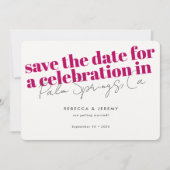 Modern Bold Typography Pink Fuchsia Wedding Save The Date (Voorkant)