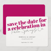 Modern Bold Typography Pink Fuchsia Wedding Save The Date (Voorkant / Achterkant)