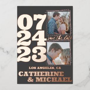 Modern Bold Typography Roos Gold & Grey Folie Uitnodiging