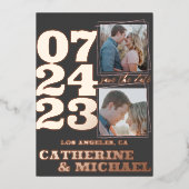 Modern Bold Typography Roos Gold & Grey Folie Uitnodiging (Voorkant)