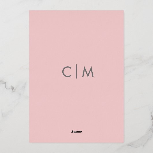 Modern Bold Typography Roos Gold & Grey Folie Uitnodiging (Achterkant)