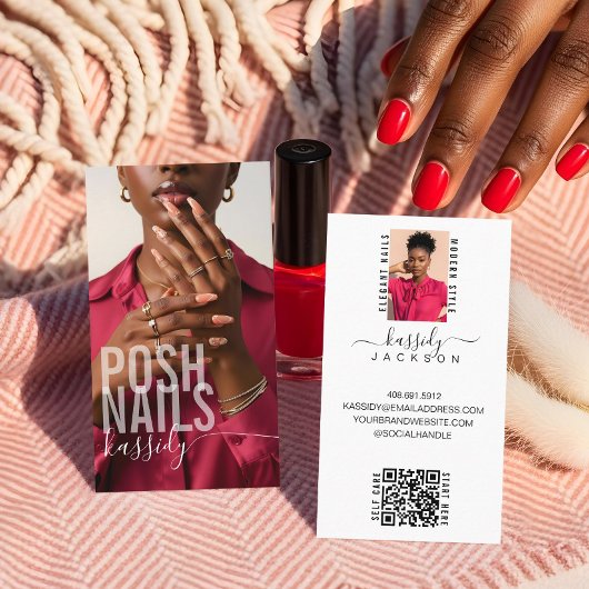 Modern Bold Typography Script Kalligrafie QR Foto Visitekaartje