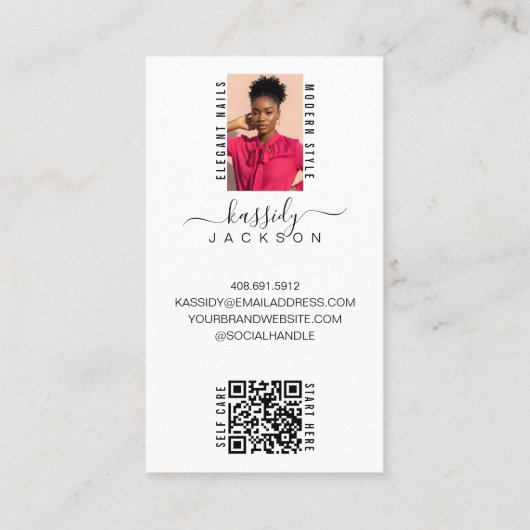 Modern Bold Typography Script Kalligrafie QR Foto Visitekaartje (Achterkant)