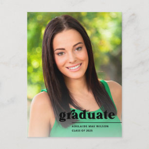Modern Bold Typography Simple Photo Afstuderen Briefkaart