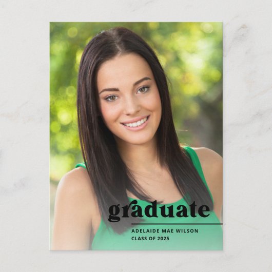 Modern Bold Typography Simple Photo Afstuderen Briefkaart (Voorkant)