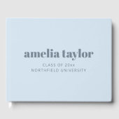 Modern Bold Typography Soft Blue Graduation Custom Gastenboek (Voorkant)