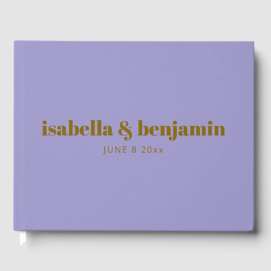 Modern Bold Typography Soft Purple Wedding Custom Gastenboek (Voorkant)