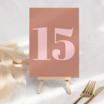 Modern Bold Typography Terracotta and Pink Wedding Kaart<br><div class="desc">Modern Bold Typography Terracotta and Pink Wedding Table Number</div>