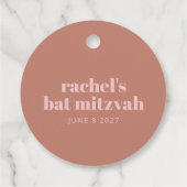 Modern Bold Typography Terracotta Pink Bat Mitzvah Bedankjes Labels (Achterkant)