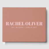 Modern Bold Typography Terracotta Pink Bat Mitzvah Gastenboek (Voorkant)