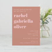 Modern Bold Typography Terracotta Pink Bat Mitzvah Kaart (Staand voorkant)