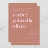 Modern Bold Typography Terracotta Pink Bat Mitzvah Kaart (Voorkant / Achterkant)