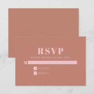 Modern Bold Typography Terracotta Pink Wedding RSVP Kaartje