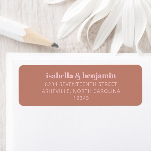 Modern Bold Typography Terracotta Wedding Matching Etiket (Insitu)