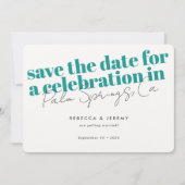Modern Bold Typography Turquoise Wedding Save The Date (Voorkant)