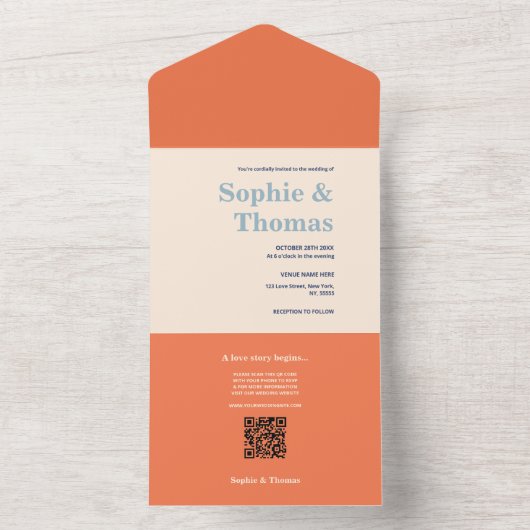 Modern Bold Typography Wedding All In One Uitnodiging (Binnen)